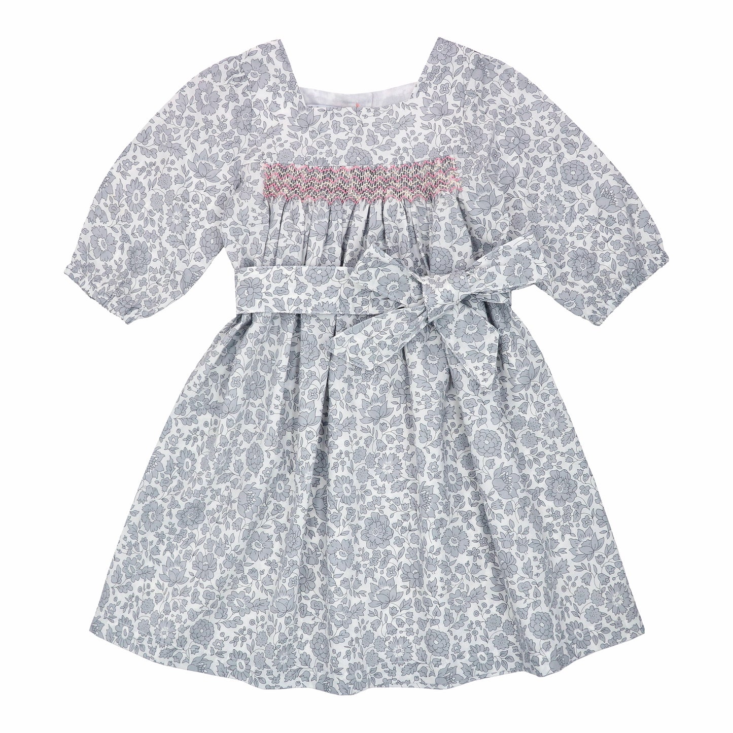 Florin – Hand Smocked Babydoll Dress in Grey