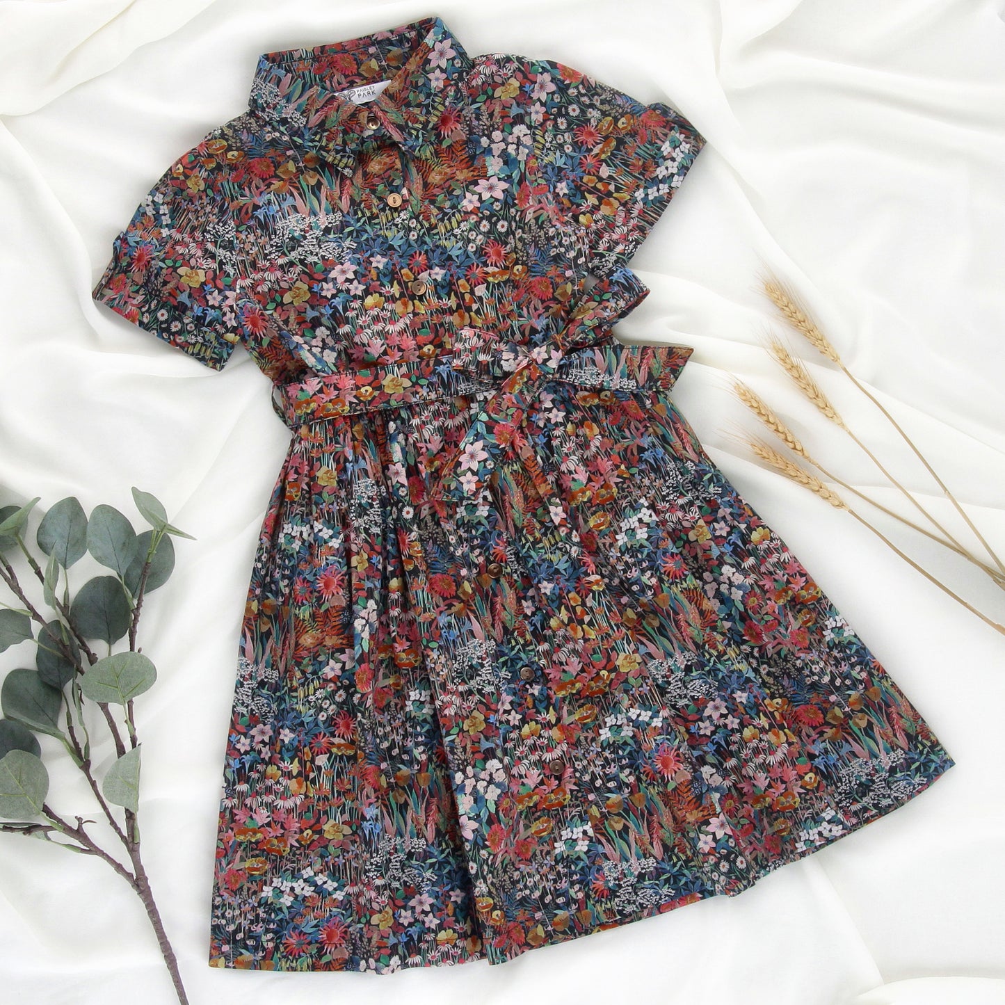 Rosewood dress in Liberty Faria Flowers with pointed collar