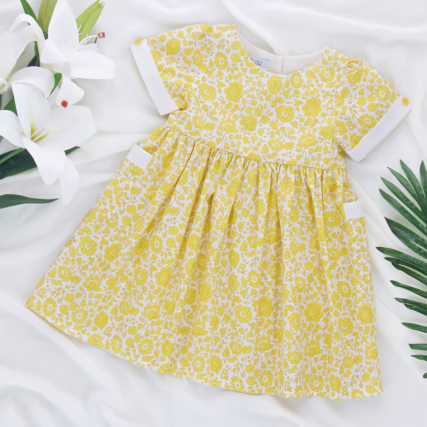 Tansy – Liberty Cotton Yellow Floral Girl’s Dress