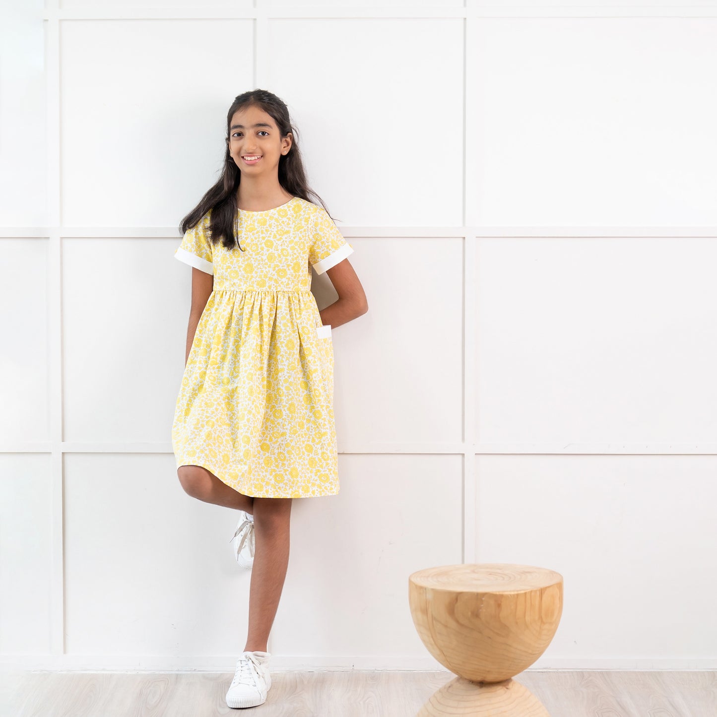 Tansy – Liberty Cotton Yellow Floral Girl’s Dress