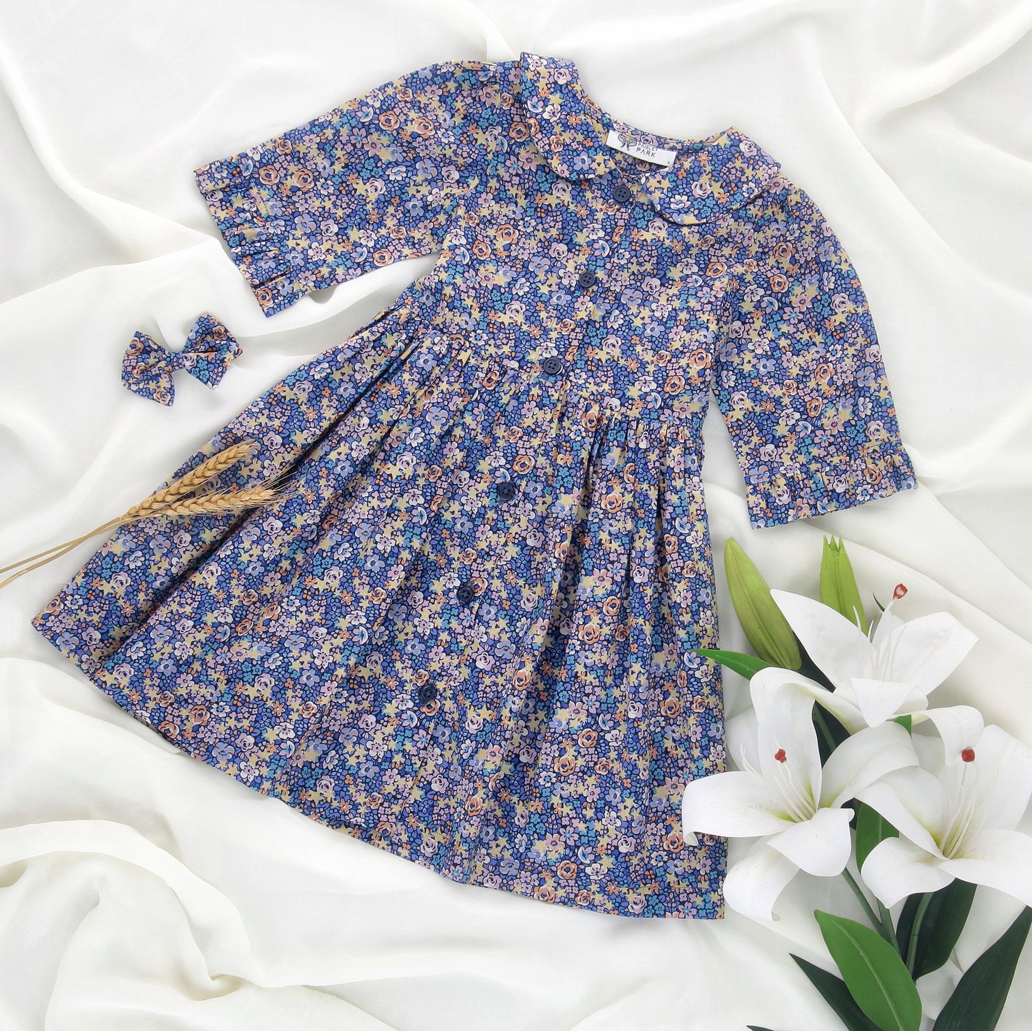 Willow dress in Liberty Emma Etoile with Peter Pan collar