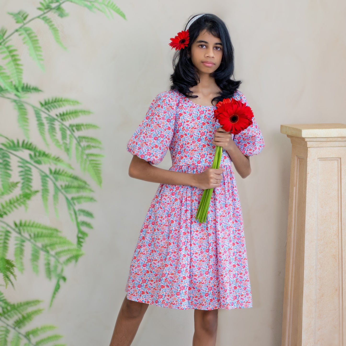 Zinnia Petals Puff Sleeve Dress