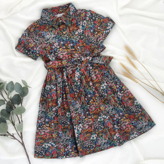 Rosewood dress in Liberty Faria Flowers with pointed collar