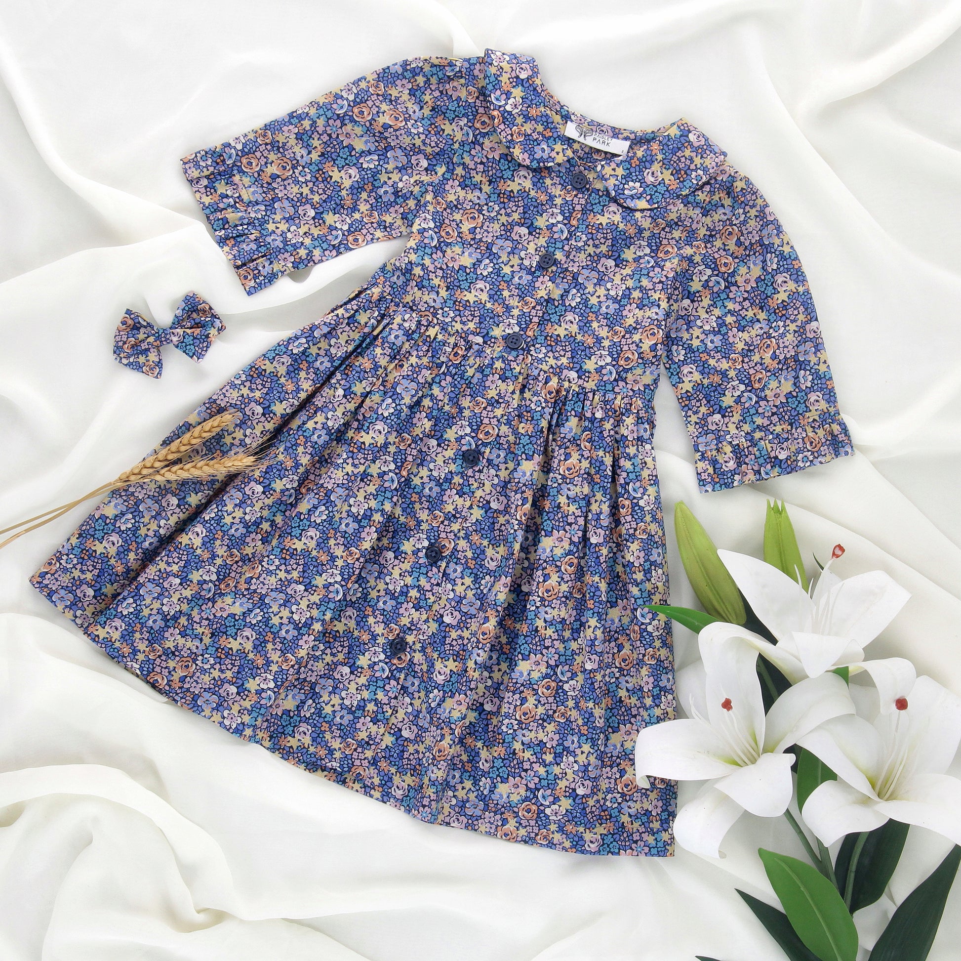 Willow dress in Liberty Emma Etoile with Peter Pan collar