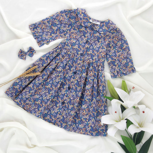 Willow dress in Liberty Emma Etoile with Peter Pan collar